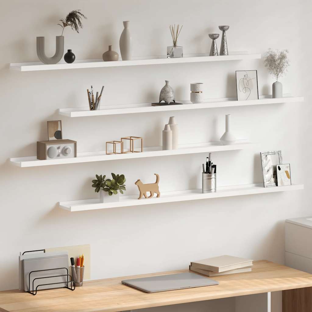 Vegghyller 4 stk hvit 115x9x3 cm