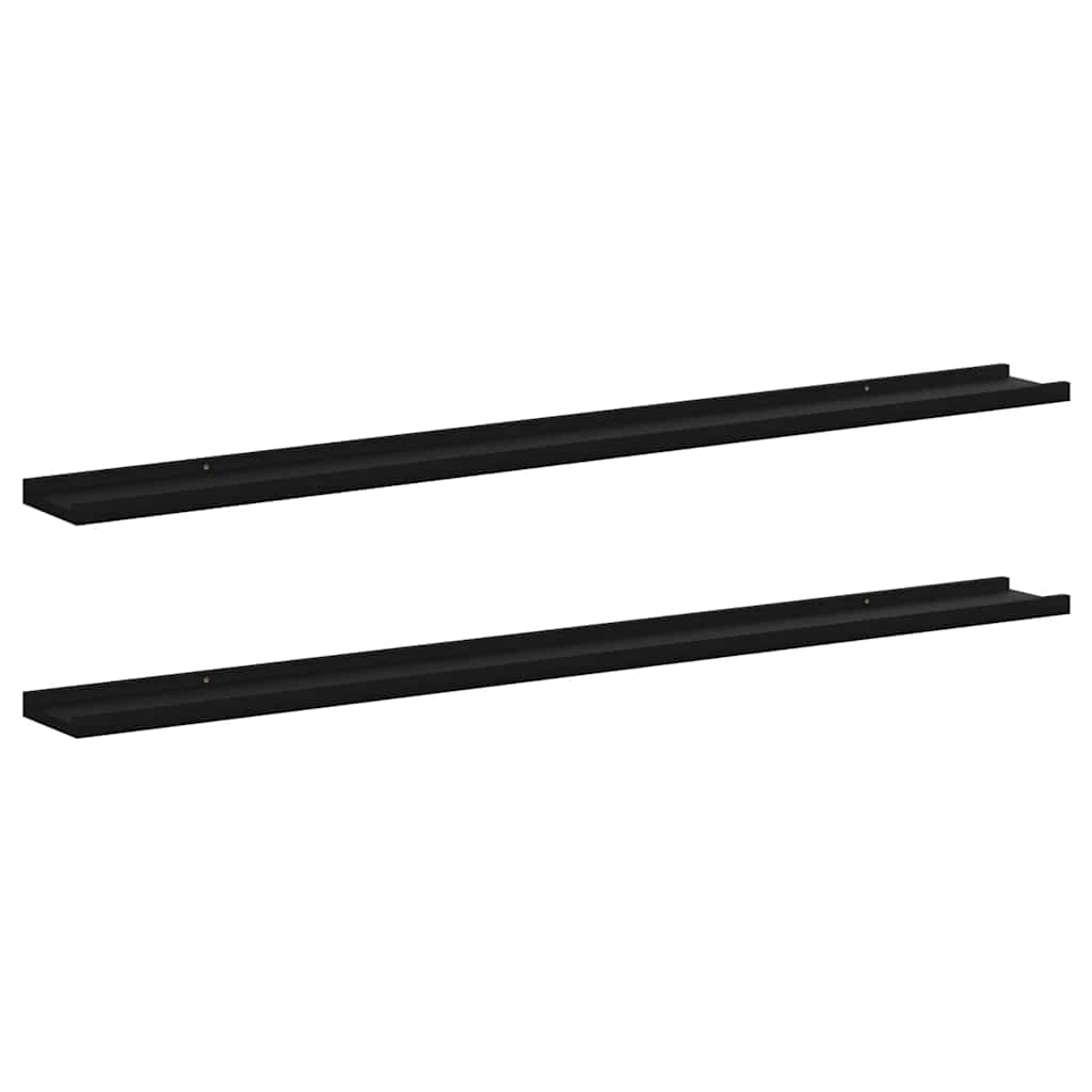 Vegghyller 2 stk svart 115x9x3 cm
