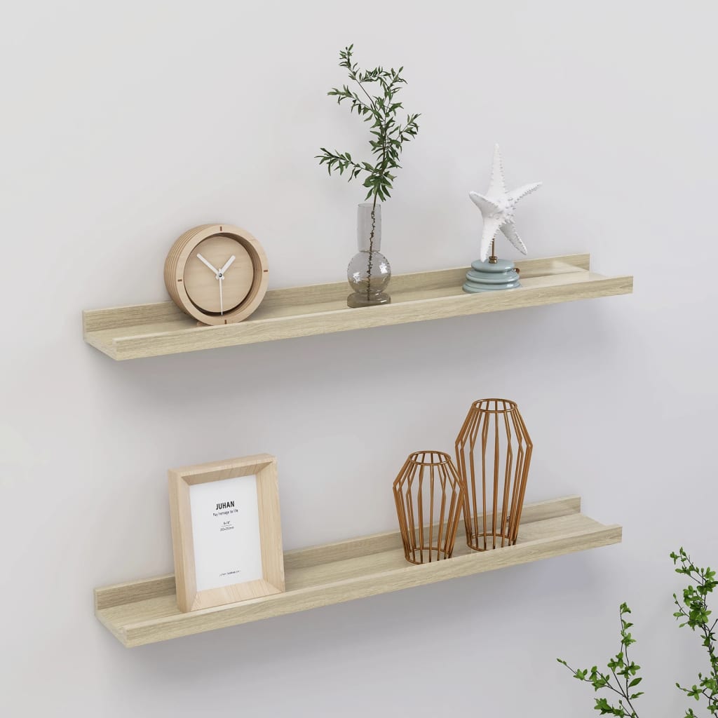 Vegghyller 2 stk Sonoma eik 60x9x3 cm