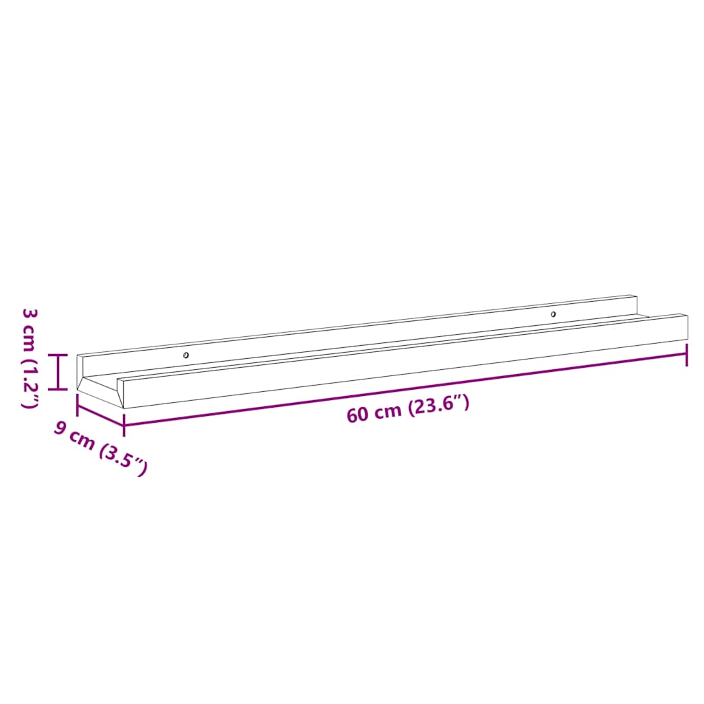Vegghyller 4 stk sonoma eik 60x9x3 cm