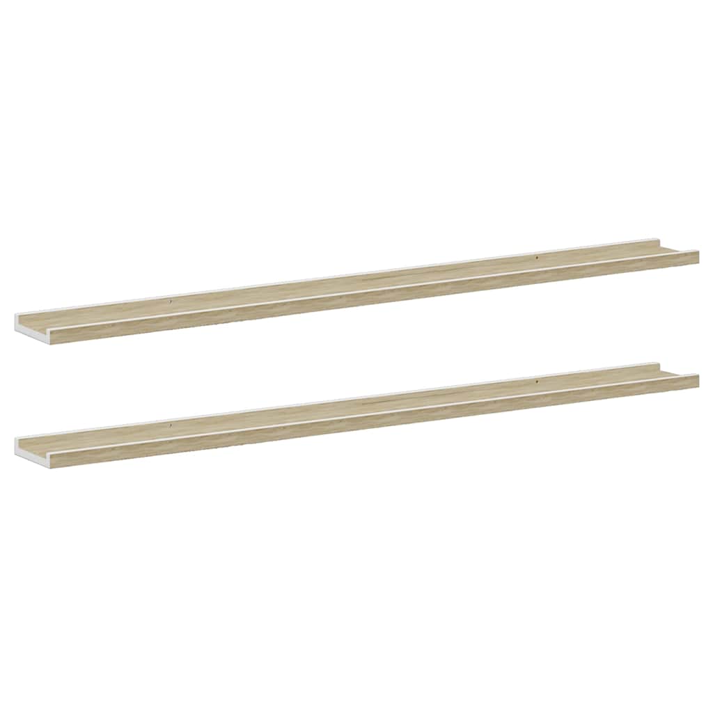 Vegghyller 2 stk hvit og sonoma eik 115x9x3 cm