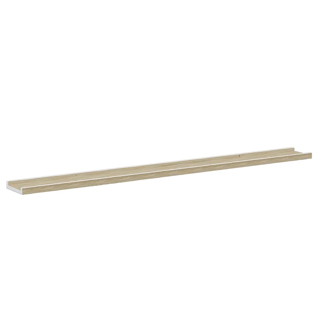 Vegghyller 2 stk hvit og sonoma eik 115x9x3 cm