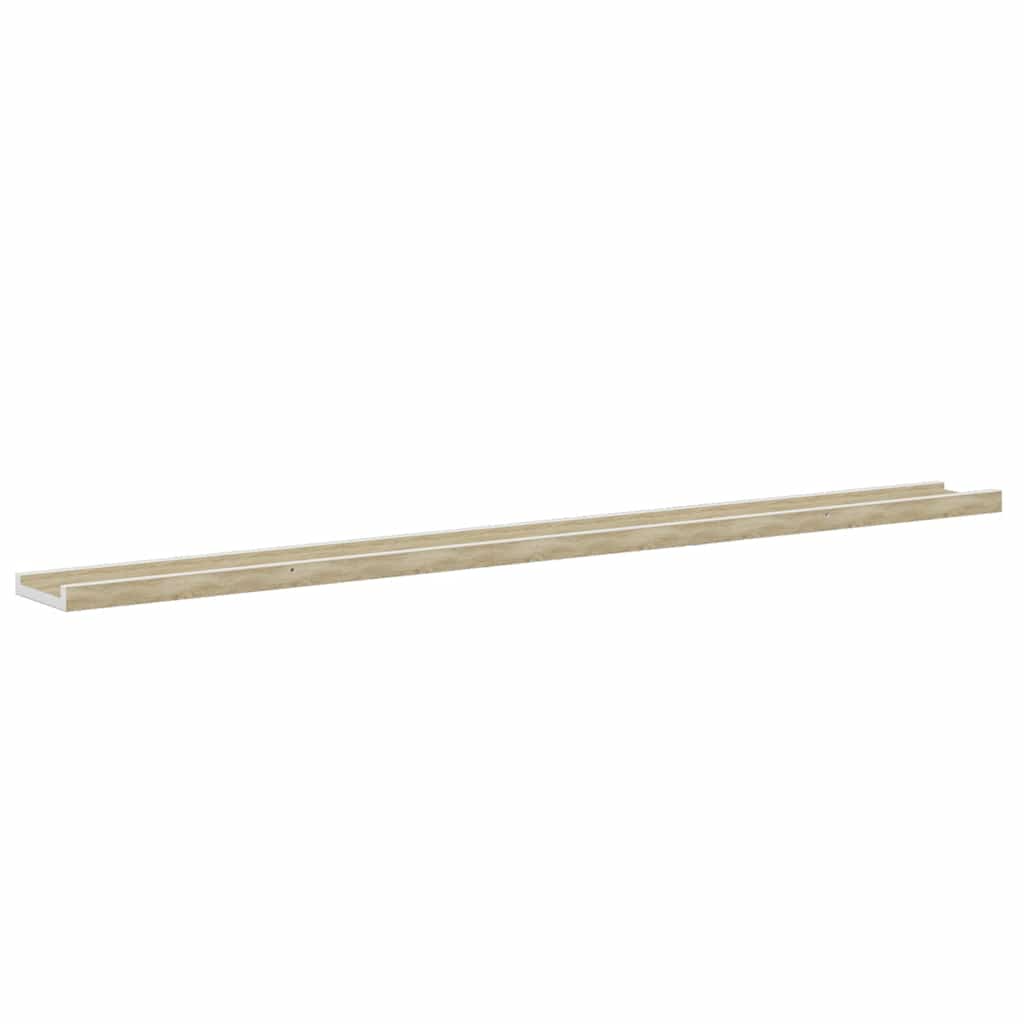 Vegghyller 2 stk hvit og sonoma eik 115x9x3 cm