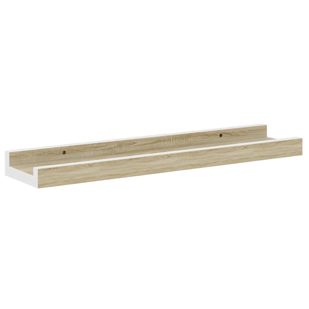 Vegghyller 4 stk hvit og sonoma eik 40x9x3 cm