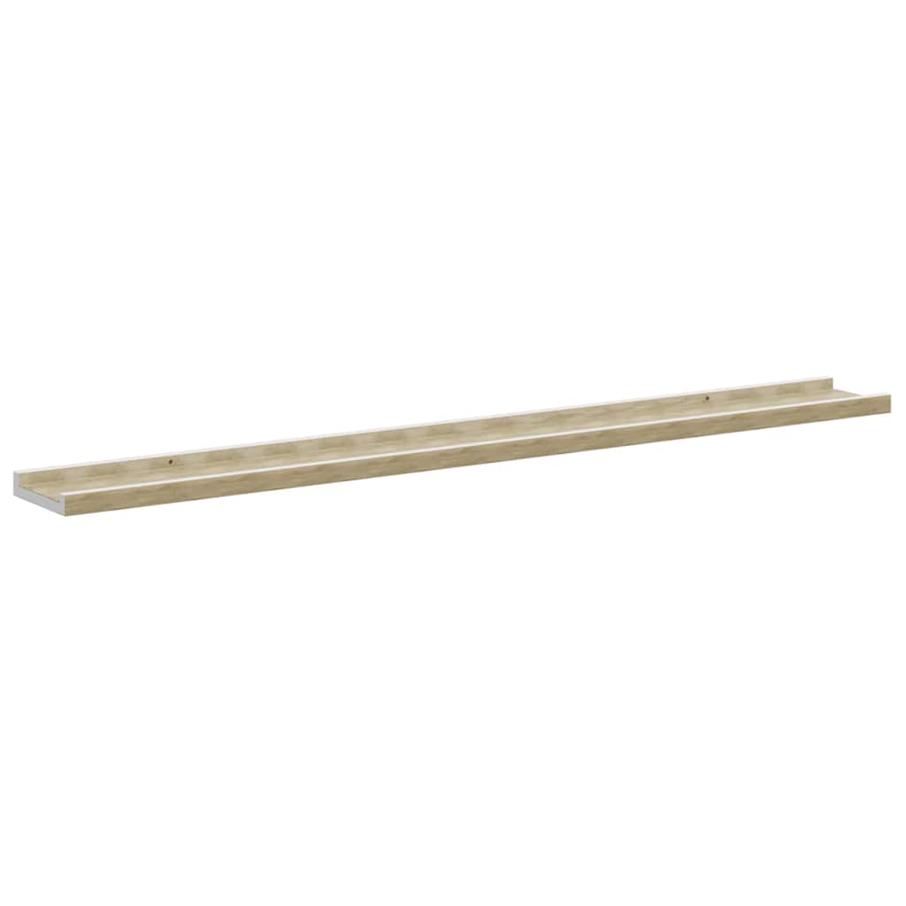 Vegghyller 4 stk hvit og sonoma eik 100x9x3 cm