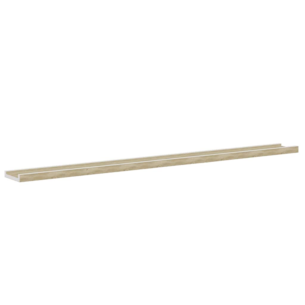 Vegghyller 4 stk hvit og sonoma eik 115x9x3 cm