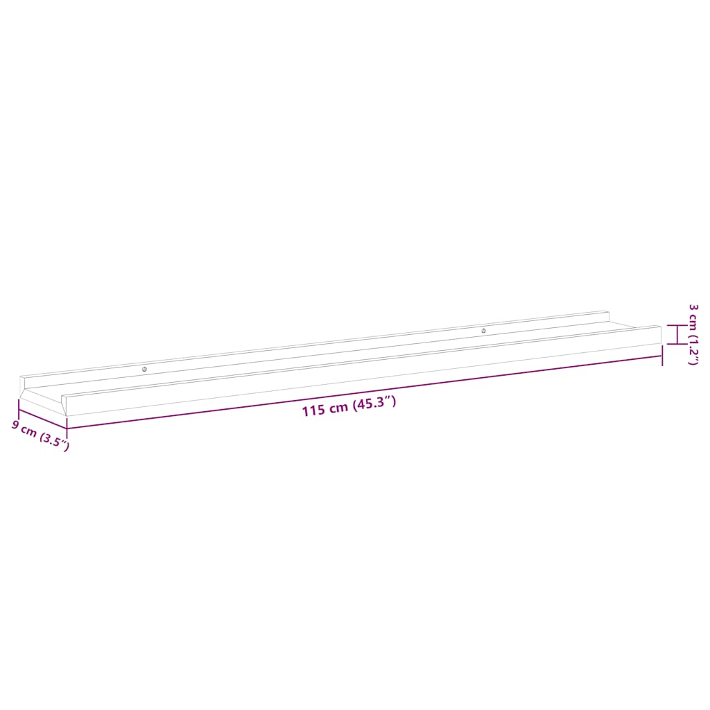 Vegghyller 4 stk hvit og sonoma eik 115x9x3 cm