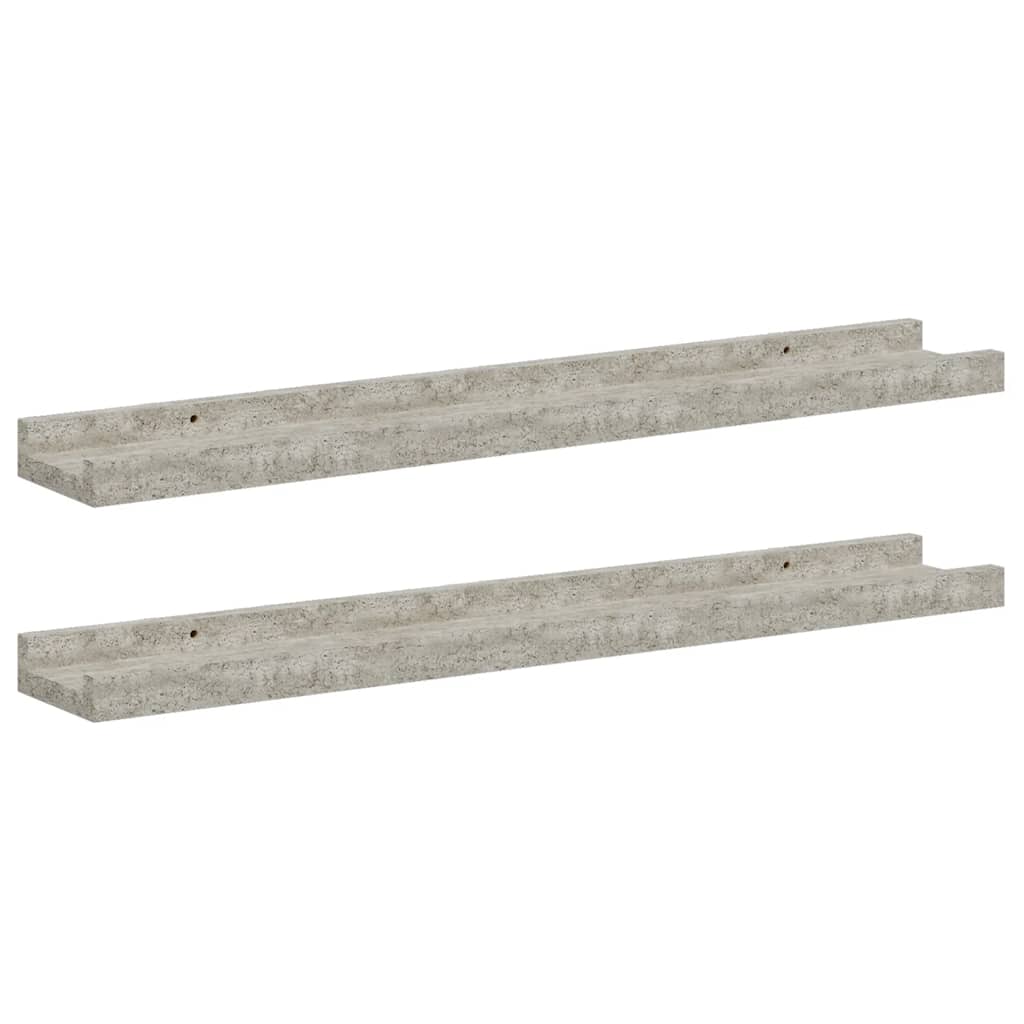 Vegghyller 2 stk betonggrå 60x9x3 cm