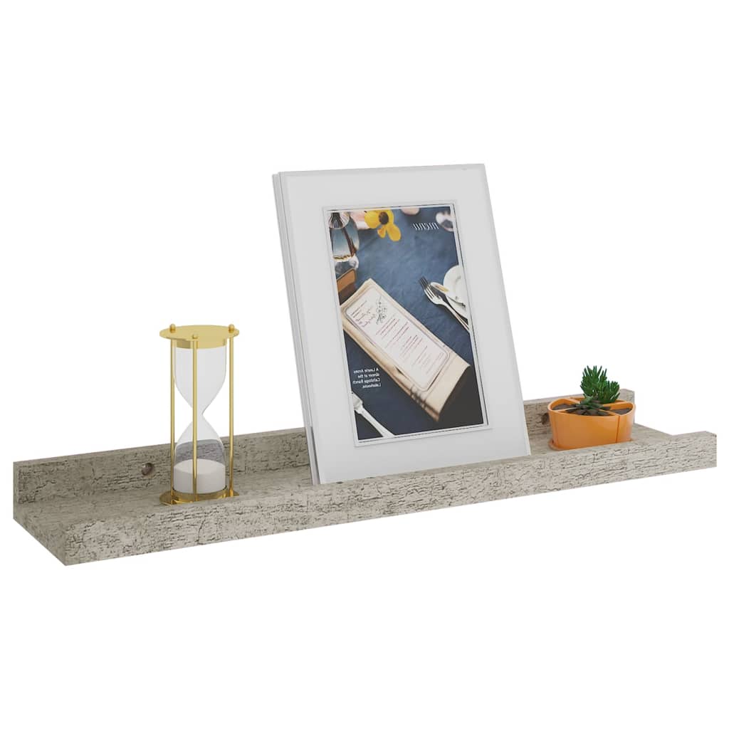 Vegghyller 4 stk betonggrå 40x9x3 cm