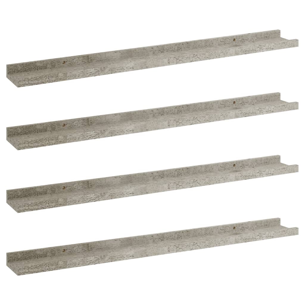 Vegghyller 4 stk betonggrå 80x9x3 cm