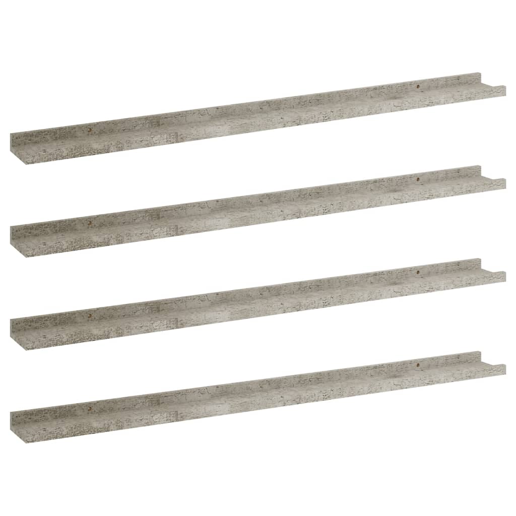 Vegghyller 4 stk betonggrå 100x9x3 cm
