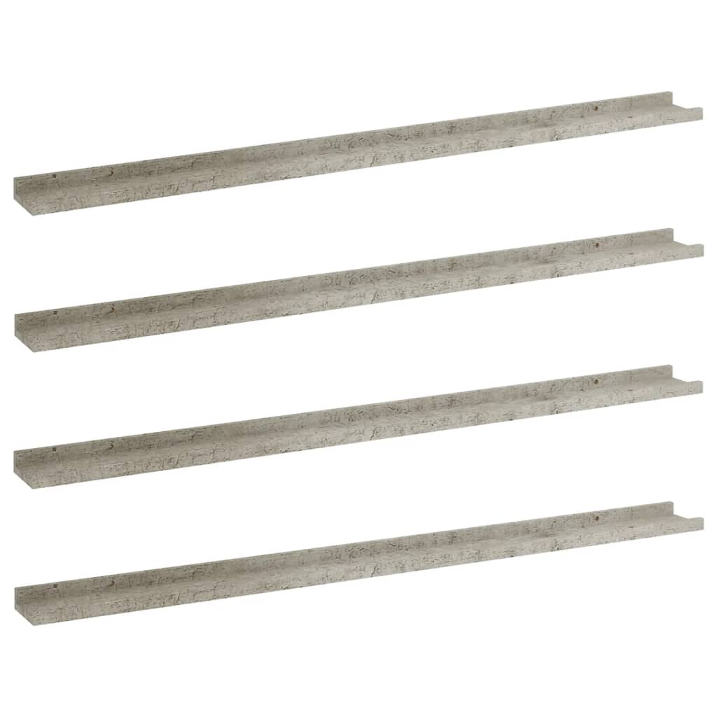 Vegghyller 4 stk betonggrå 115x9x3 cm