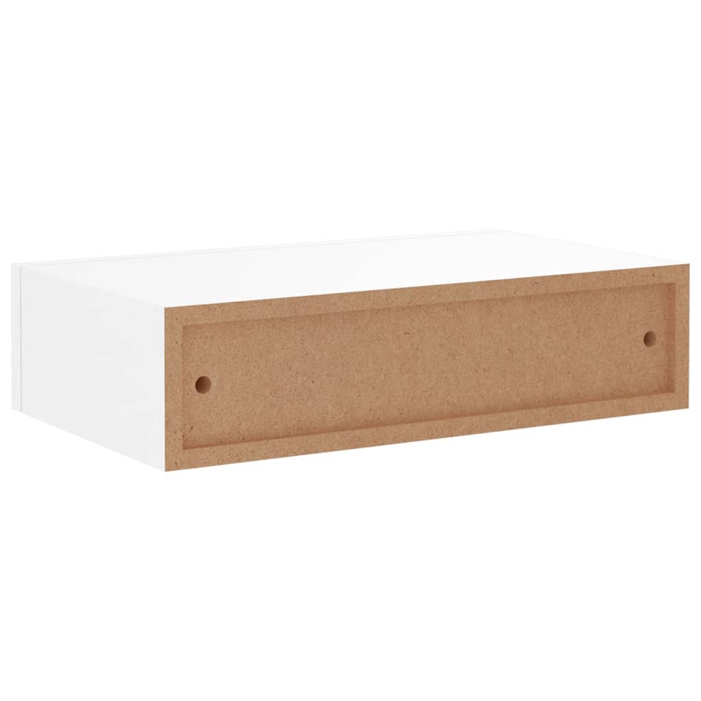 Veggmontert skuffehylle hvit 40x23,5x10 cm MDF