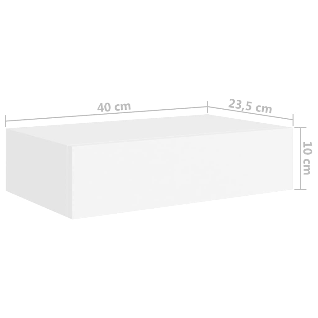 Veggmontert skuffehylle hvit 40x23,5x10 cm MDF