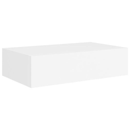 Veggmonterte skuffehyller 2 stk hvit 40x23,5x10 cm MDF