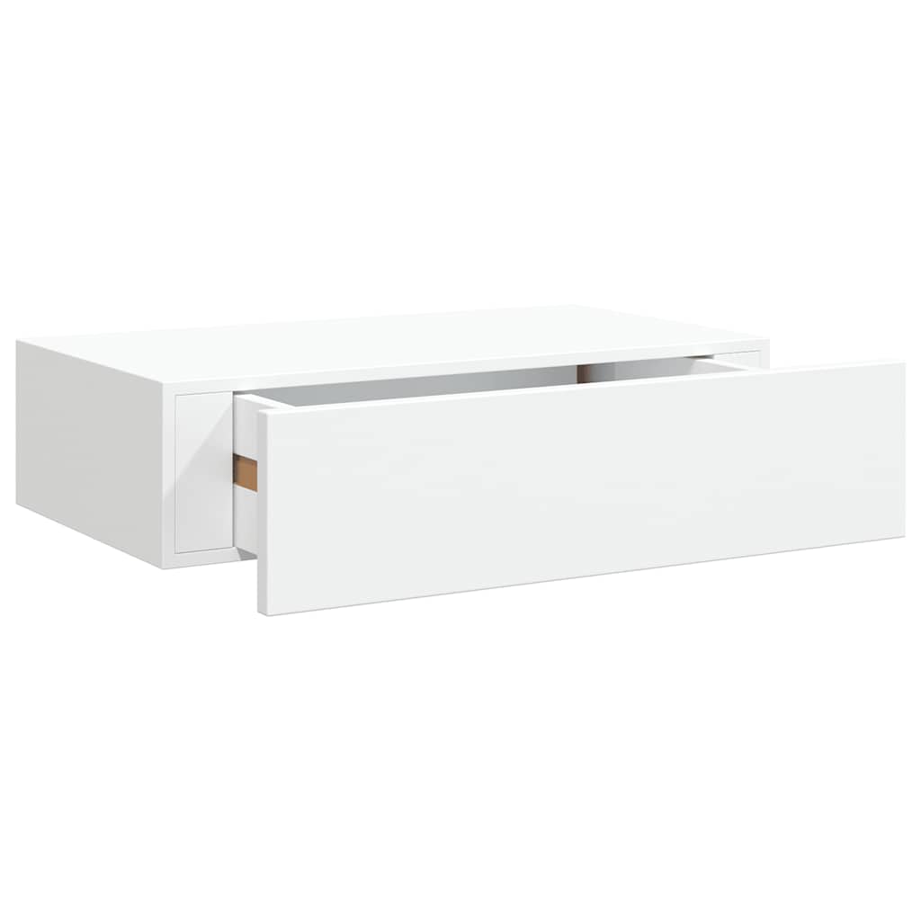 Veggmonterte skuffehyller 2 stk hvit 40x23,5x10 cm MDF