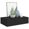 Veggmontert skuffehylle svart 40x23,5x10 cm MDF