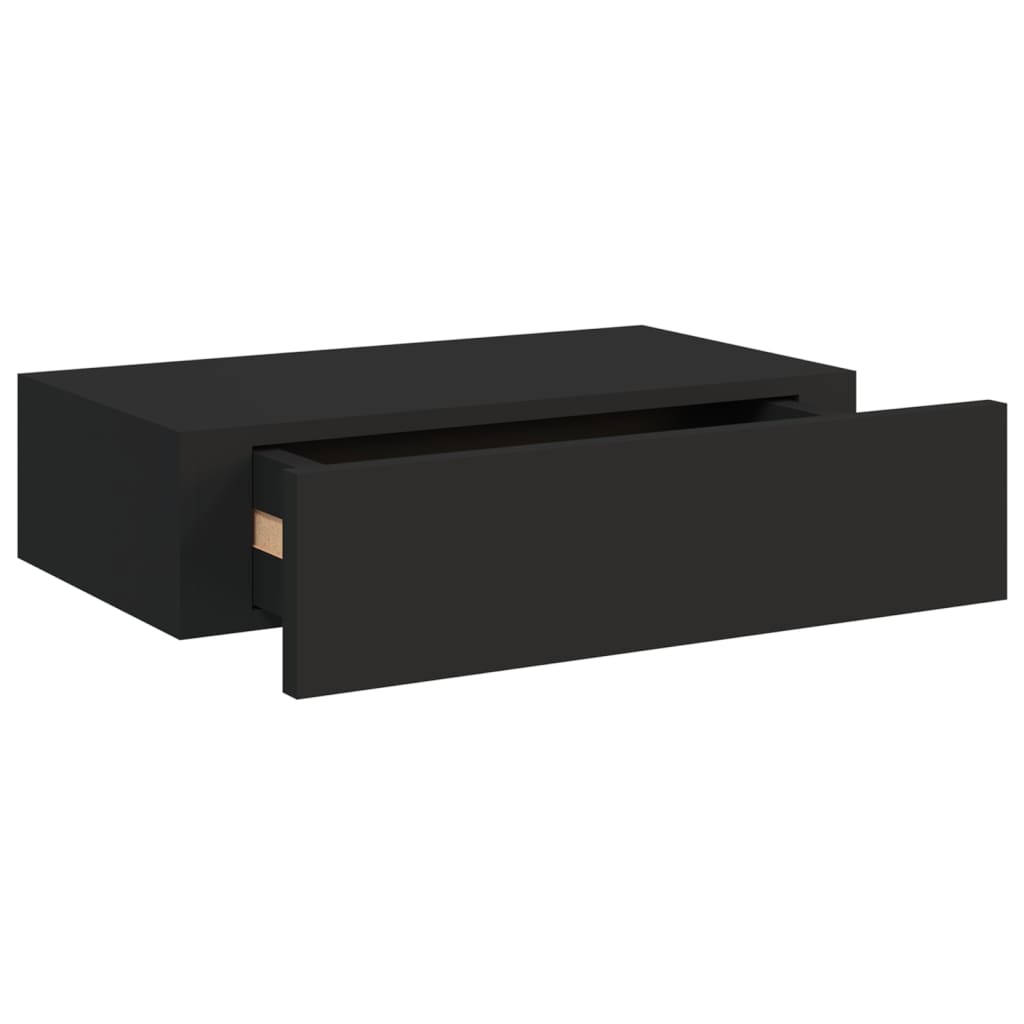 Veggmontert skuffehylle svart 40x23,5x10 cm MDF