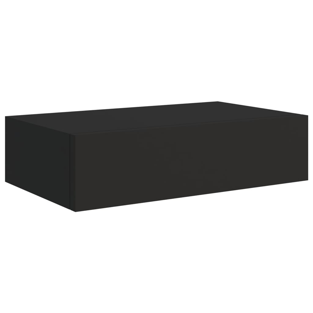 Veggmonterte skuffehyller 2 stk svart 40x23,5x10 cm MDF