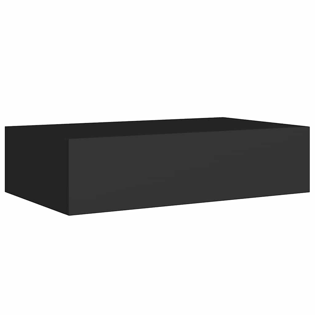 Veggmonterte skuffehyller 2 stk svart 40x23,5x10 cm MDF