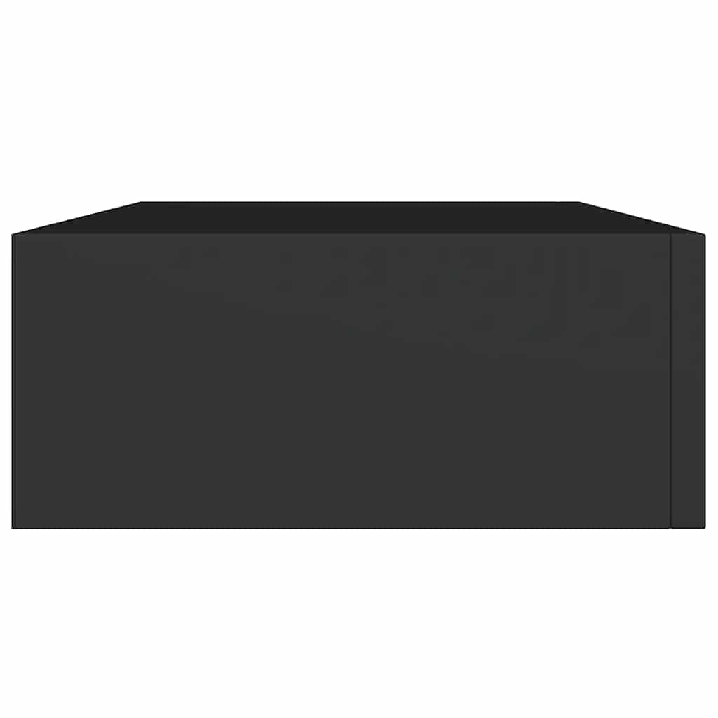 Veggmonterte skuffehyller 2 stk svart 40x23,5x10 cm MDF
