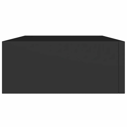 Veggmonterte skuffehyller 2 stk svart 40x23,5x10 cm MDF
