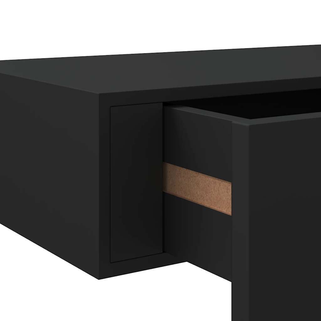 Veggmonterte skuffehyller 2 stk svart 40x23,5x10 cm MDF