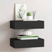 Veggmonterte skuffehyller 2 stk svart 40x23,5x10 cm MDF