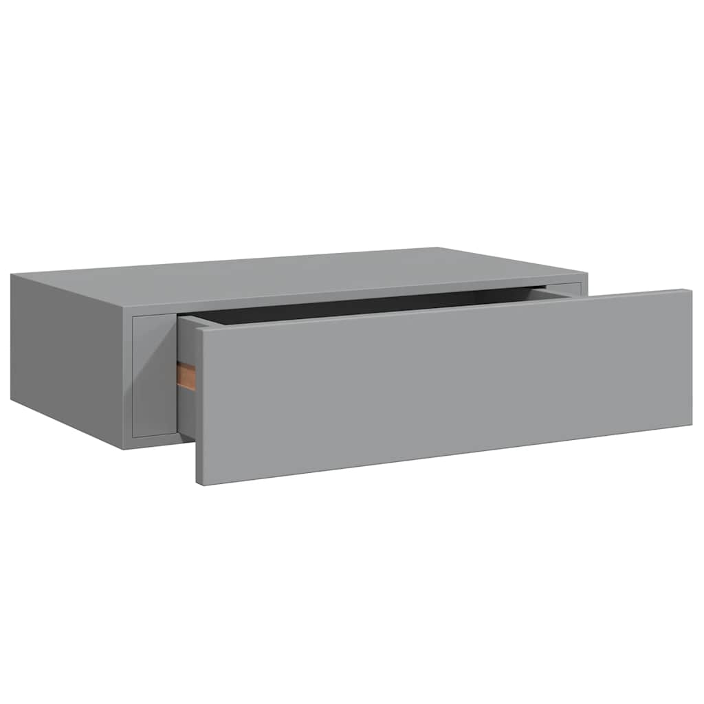 Veggmonterte skuffehyller 2 stk grå 40x23,5x10 cm MDF