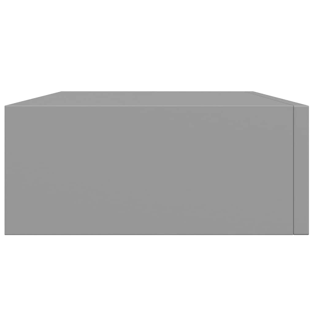 Veggmonterte skuffehyller 2 stk grå 40x23,5x10 cm MDF