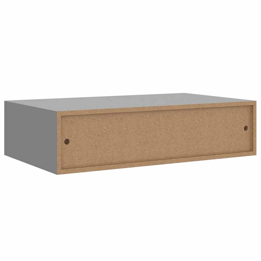 Veggmonterte skuffehyller 2 stk grå 40x23,5x10 cm MDF