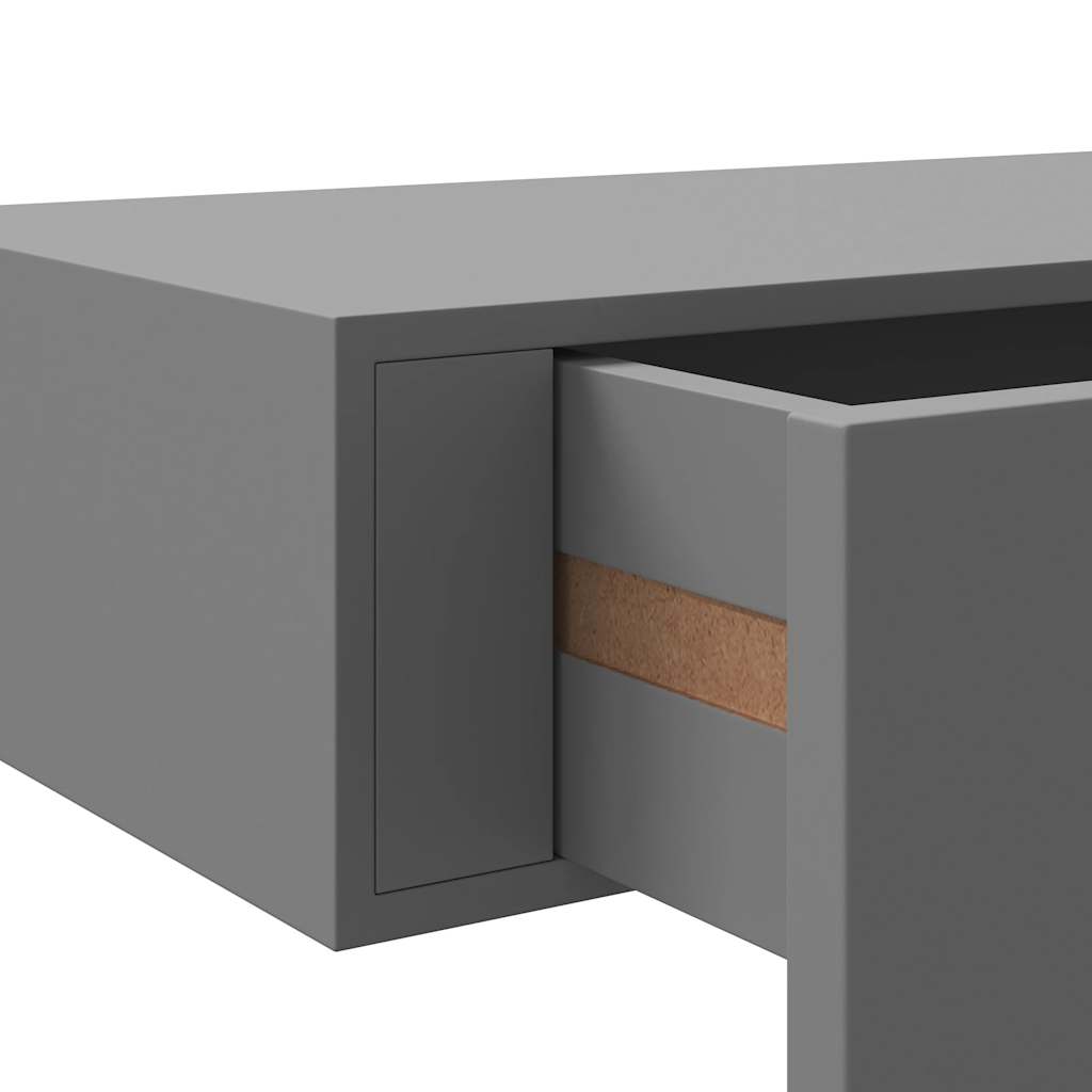 Veggmonterte skuffehyller 2 stk grå 40x23,5x10 cm MDF