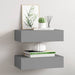 Veggmonterte skuffehyller 2 stk grå 40x23,5x10 cm MDF