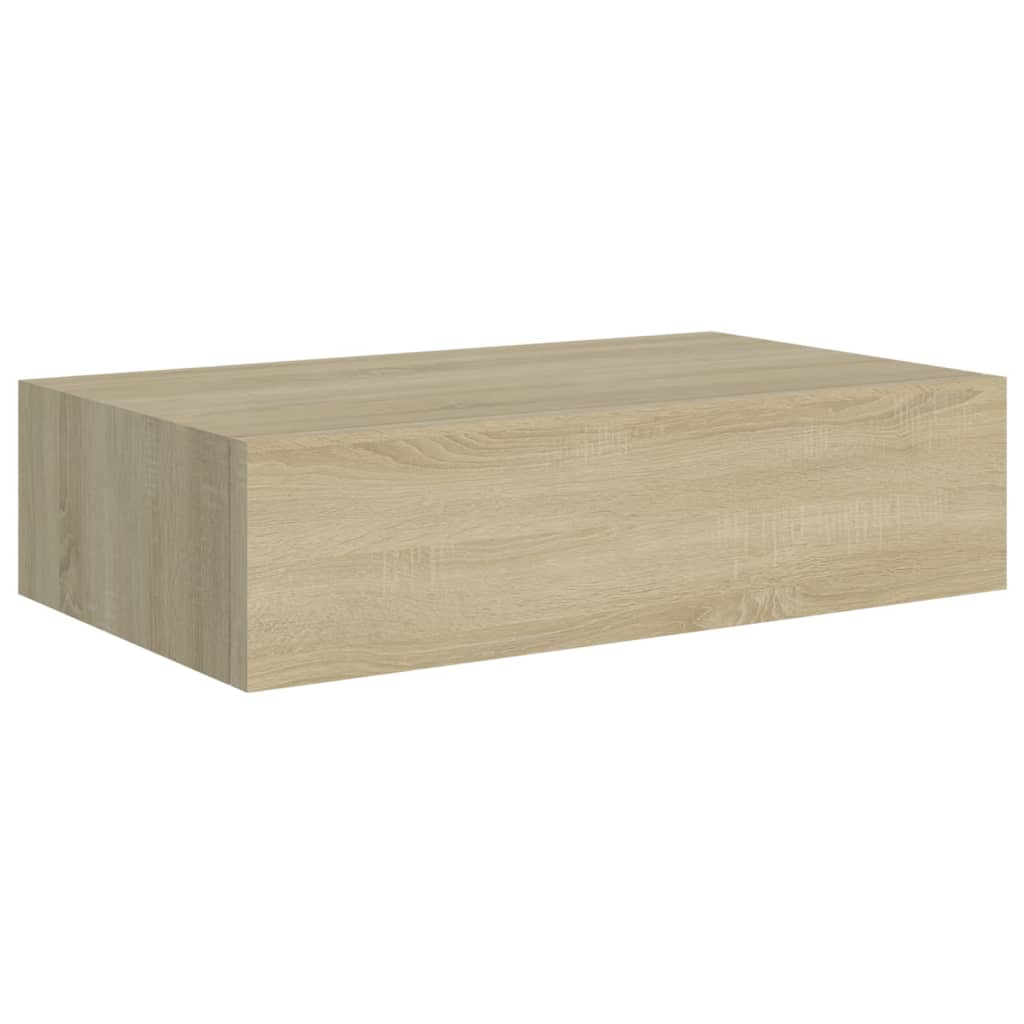 Veggmontert skuffehylle eik 40x23,5x10 cm MDF