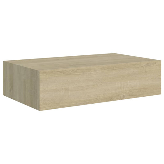 Veggmontert skuffehylle eik 40x23,5x10 cm MDF