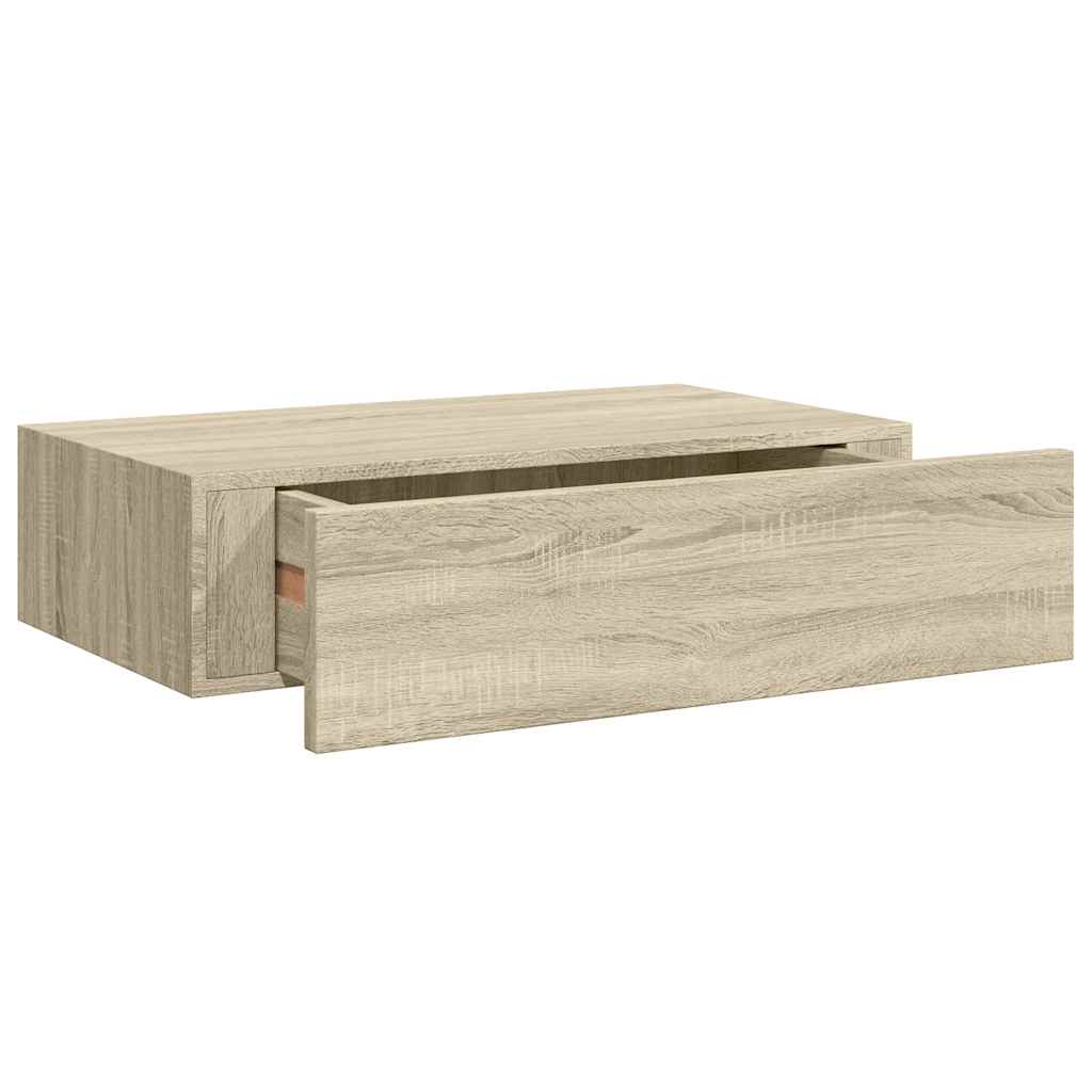 Veggmontert skuffehylle eik 40x23,5x10 cm MDF