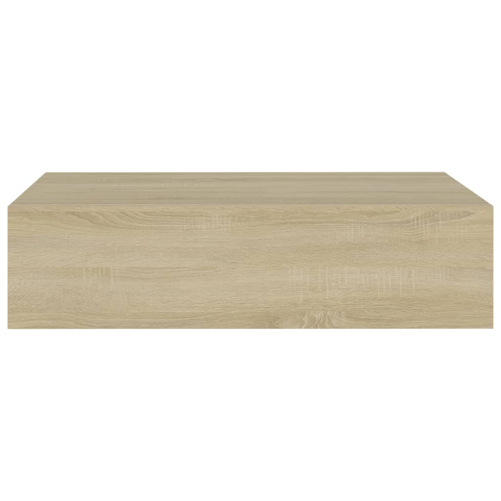 Veggmontert skuffehylle eik 40x23,5x10 cm MDF