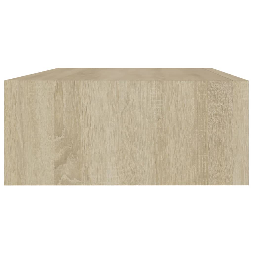 Veggmontert skuffehylle eik 40x23,5x10 cm MDF