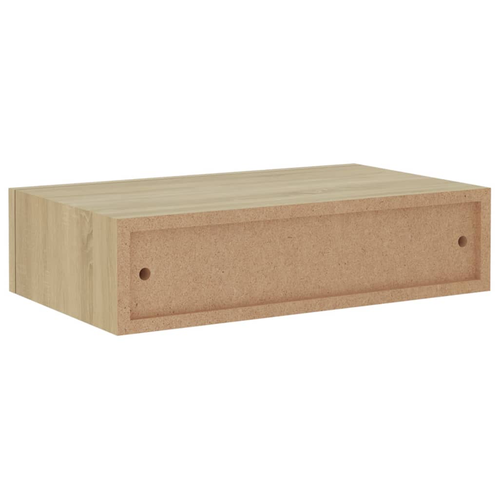 Veggmontert skuffehylle eik 40x23,5x10 cm MDF