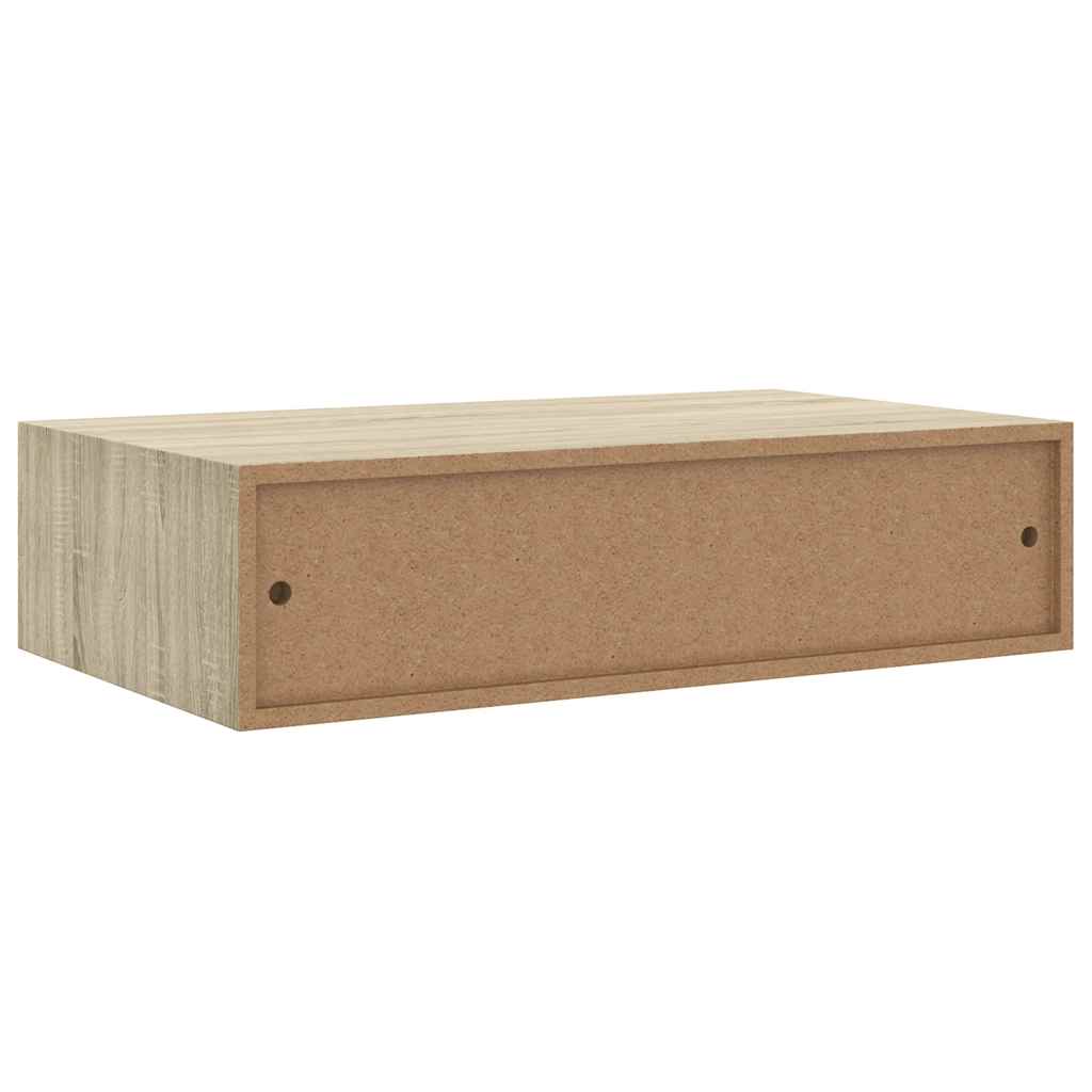 Veggmontert skuffehylle eik 40x23,5x10 cm MDF