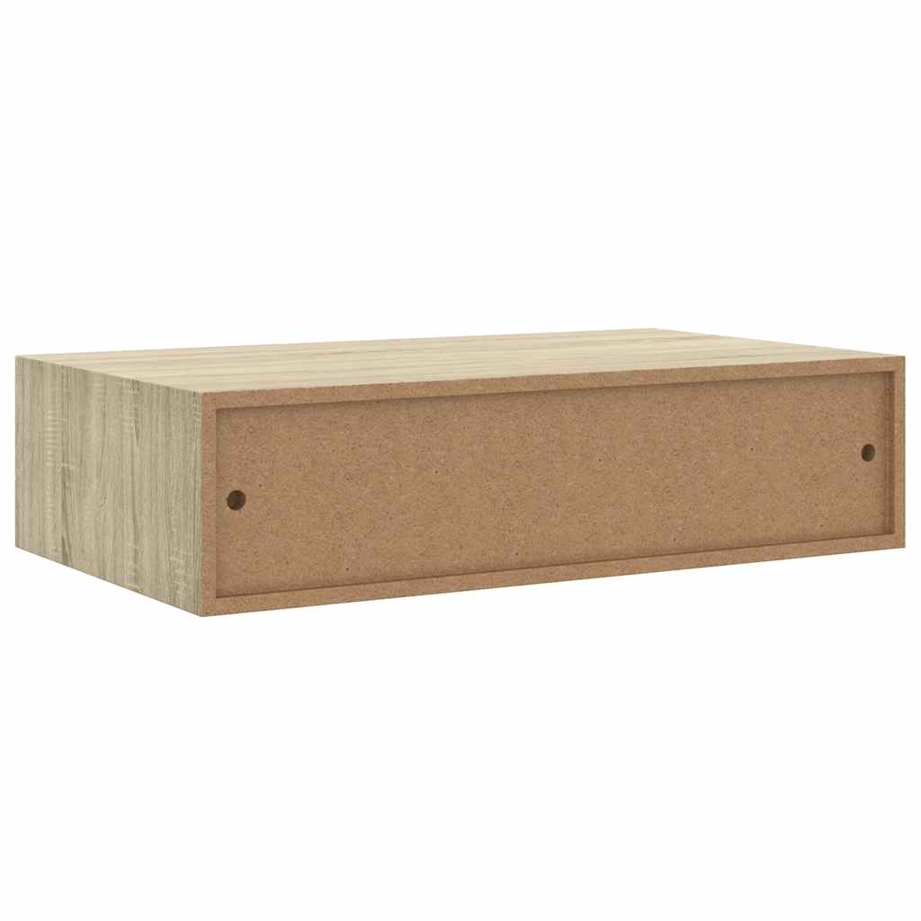 Veggmonterte skuffehyller 2 stk eik 40x23,5x10 cm MDF