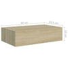 Veggmonterte skuffehyller 2 stk eik 40x23,5x10 cm MDF