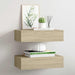 Veggmonterte skuffehyller 2 stk eik 40x23,5x10 cm MDF