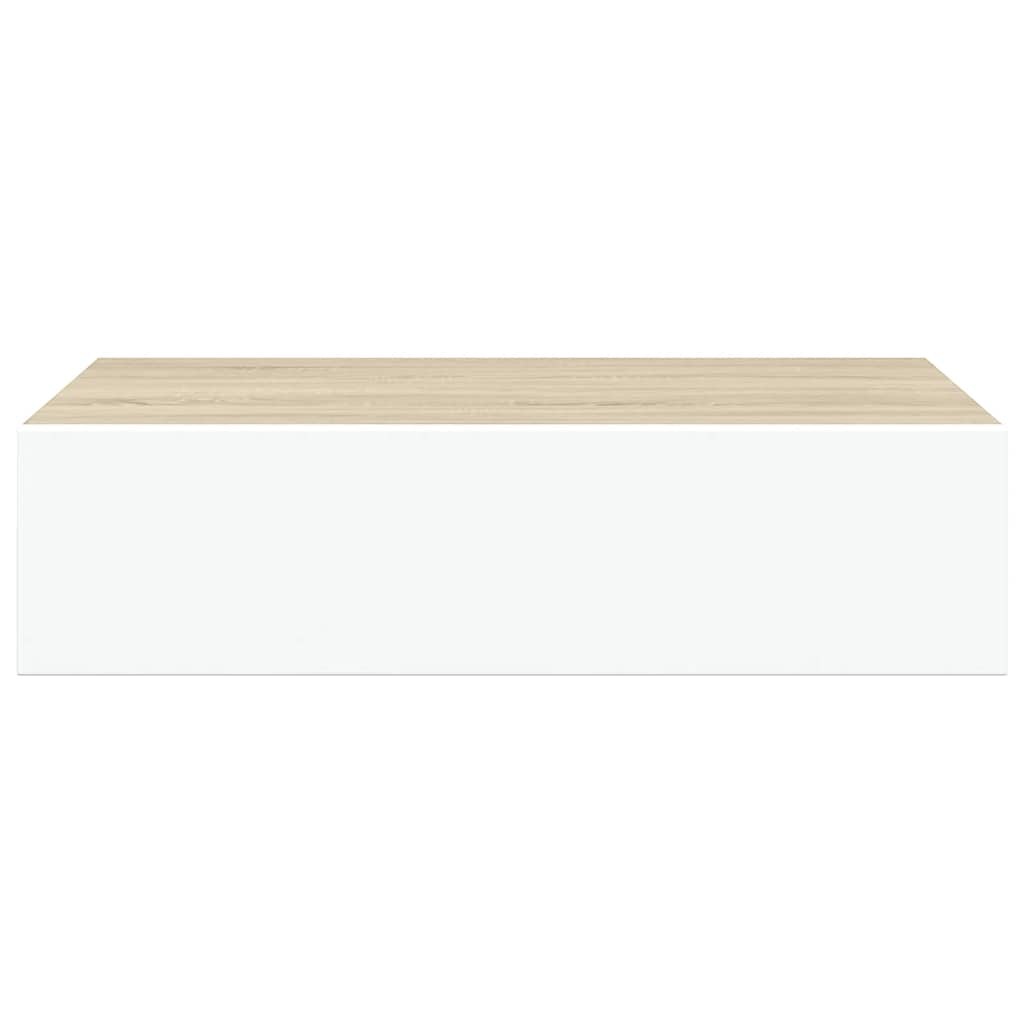 Veggmontert skuffehylle eik og hvit 40x23,5x10cm MDF