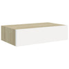 Veggmonterte skuffehyller 2 stk eik og hvit 40x23,5x10 cm MDF