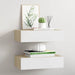 Veggmonterte skuffehyller 2 stk eik og hvit 40x23,5x10 cm MDF vidaXL