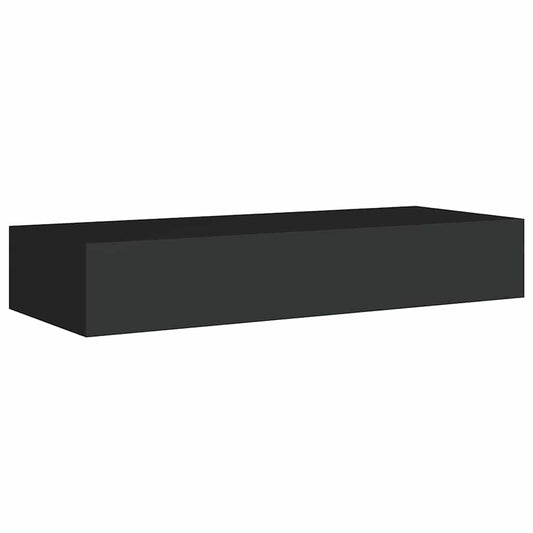 Veggmontert skuffehylle svart 60x23,5x10 cm MDF
