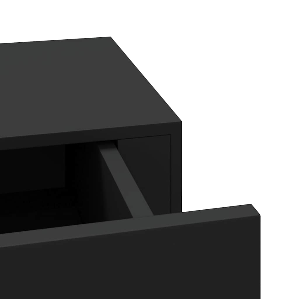 Veggmontert skuffehylle svart 60x23,5x10 cm MDF