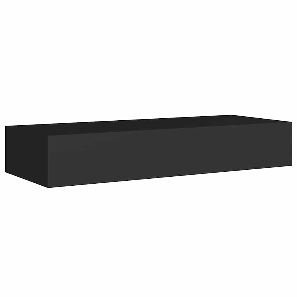 Veggmonterte skuffehyller 2 stk svart 60x23,5x10 cm MDF