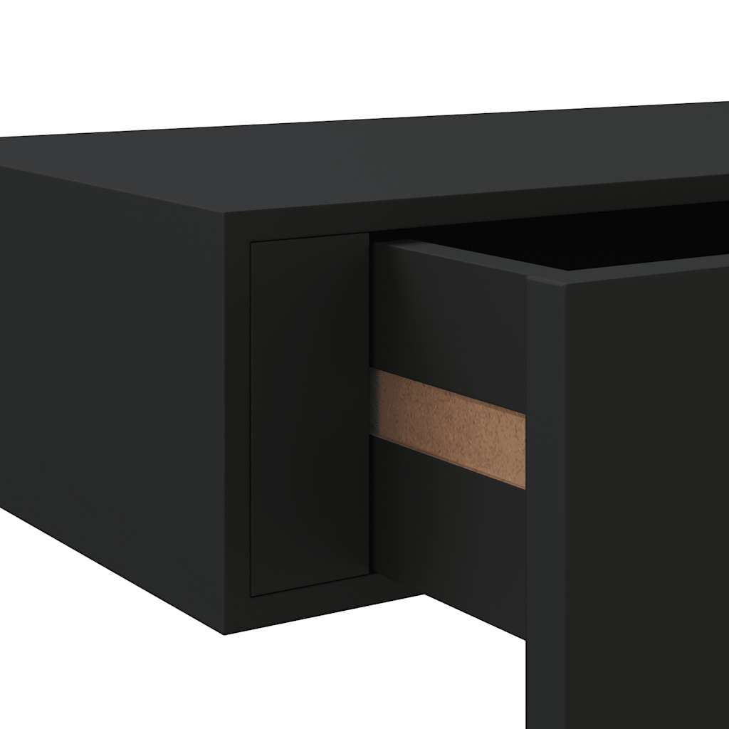 Veggmonterte skuffehyller 2 stk svart 60x23,5x10 cm MDF